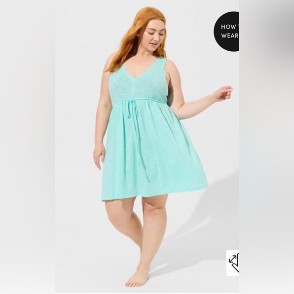 Mini Cotton Slub Front Tie Cover-Up Dress ๐ size 2x - Picture 2 of 5